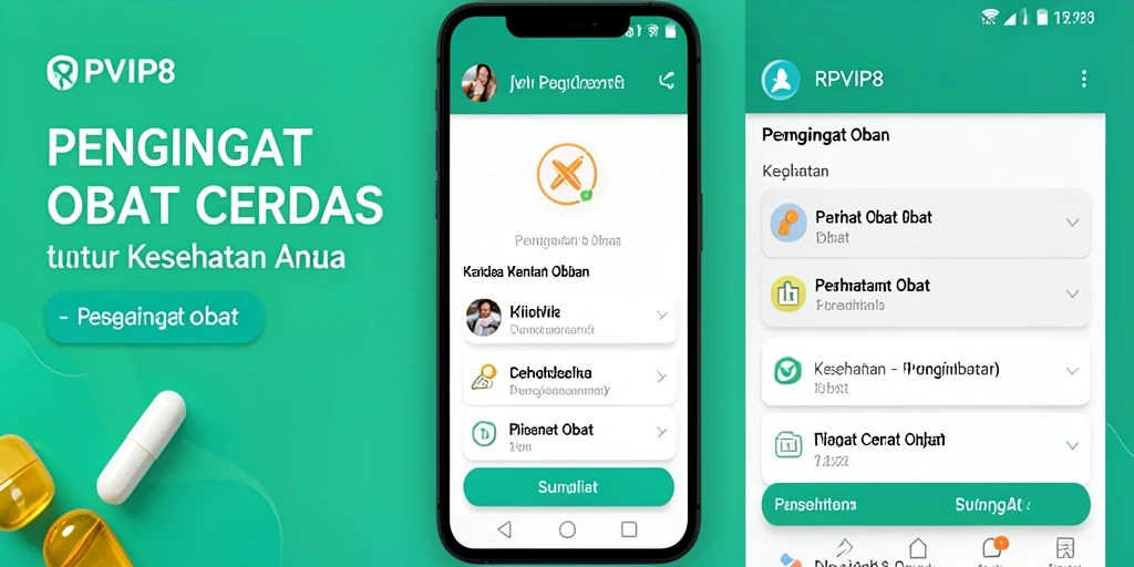 Tampilan antarmuka RPVIP8 menunjukkan fitur pengingat obat yang efisien.