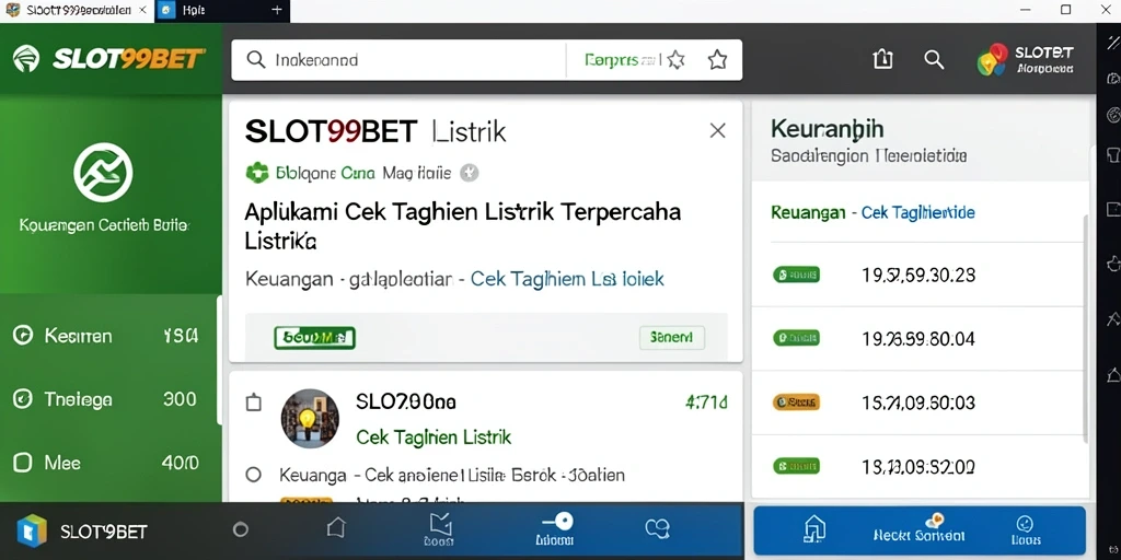 Tampilan antarmuka SLOT99BET dengan fitur Cek Tagihan Listrik.