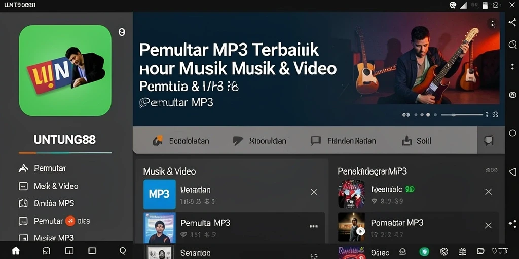 Tampilan antarmuka utama UNTUNG88 dengan fitur Pemutar MP3 yang menarik.